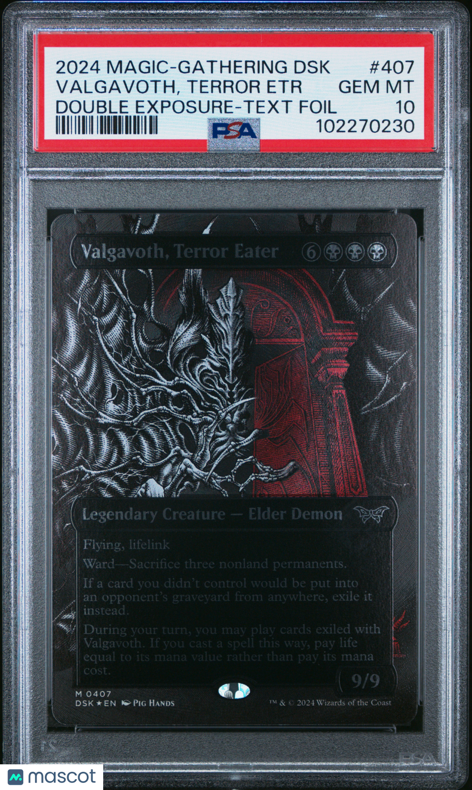 2024 Magic The Gathering DSK Valgavoth, Terror Etr #407 Double Exposure Text Foil PSA 10