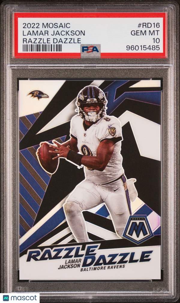 2022 Panini Mosaic Razzle Dazzle Lamar Jackson Razzle Dazzle #RD16 PSA 10