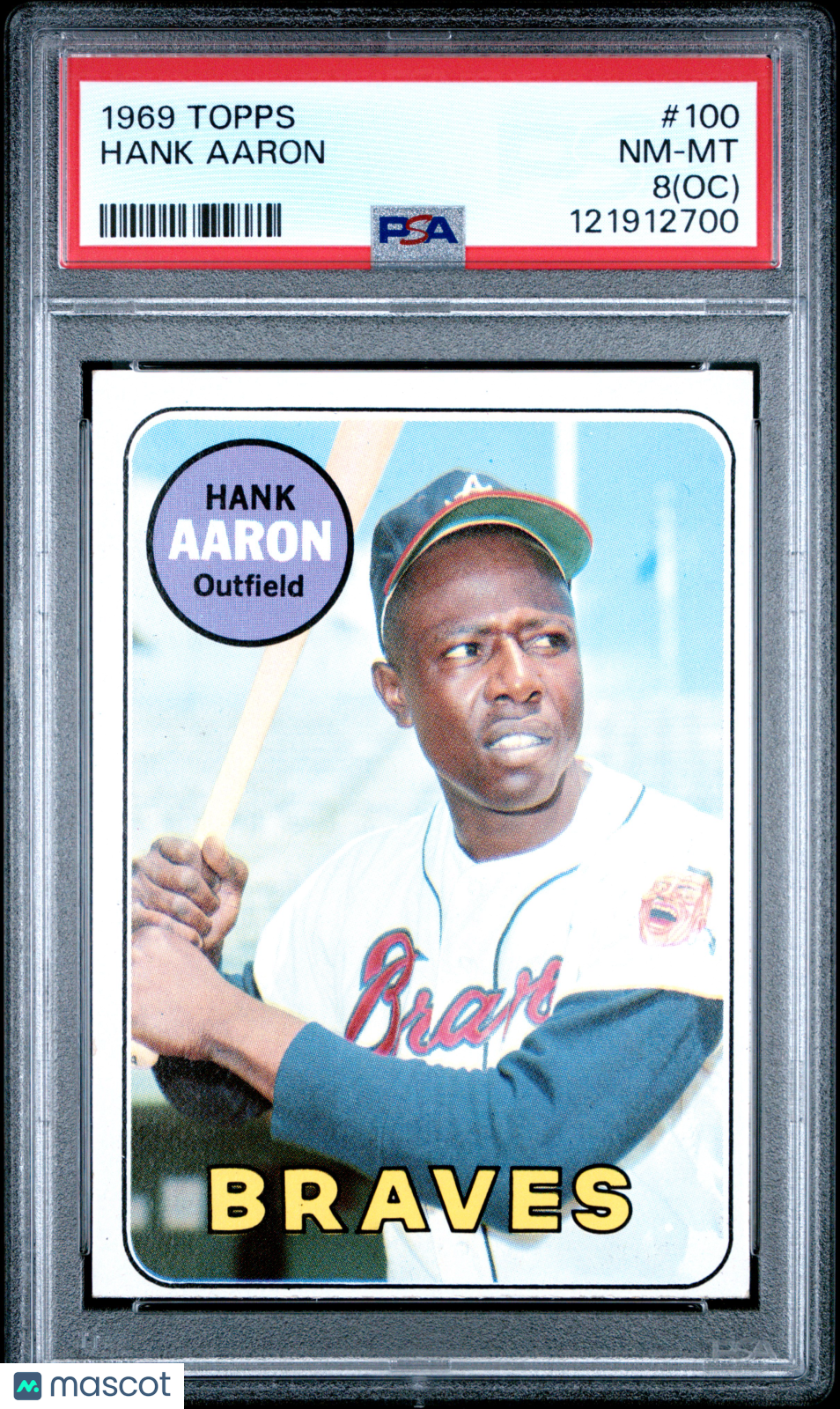 1969 Topps Hank Aaron Oc #100 PSA 8 Atlanta Braves