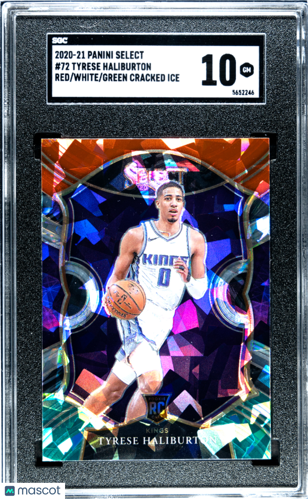 2020 Select Tyrese Haliburton Red White Green Cracked Ice Prizm Rookie SGC 10