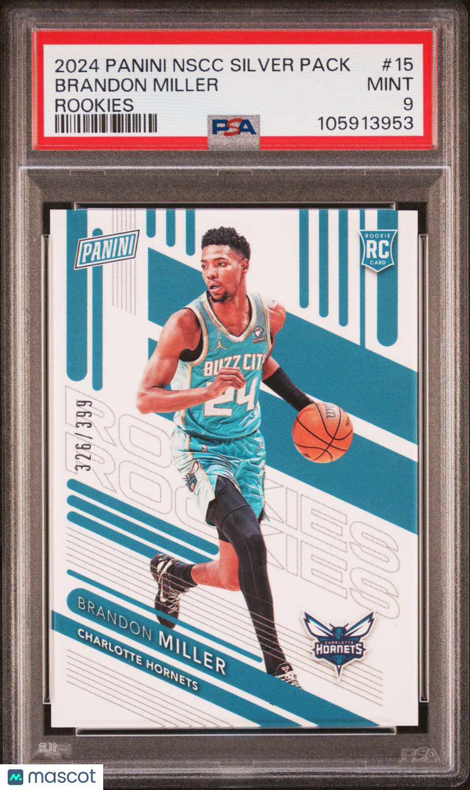 2024 Panini NSCC Rookies Brandon Miller Rookie #15 PSA 9 Charlotte Hornets