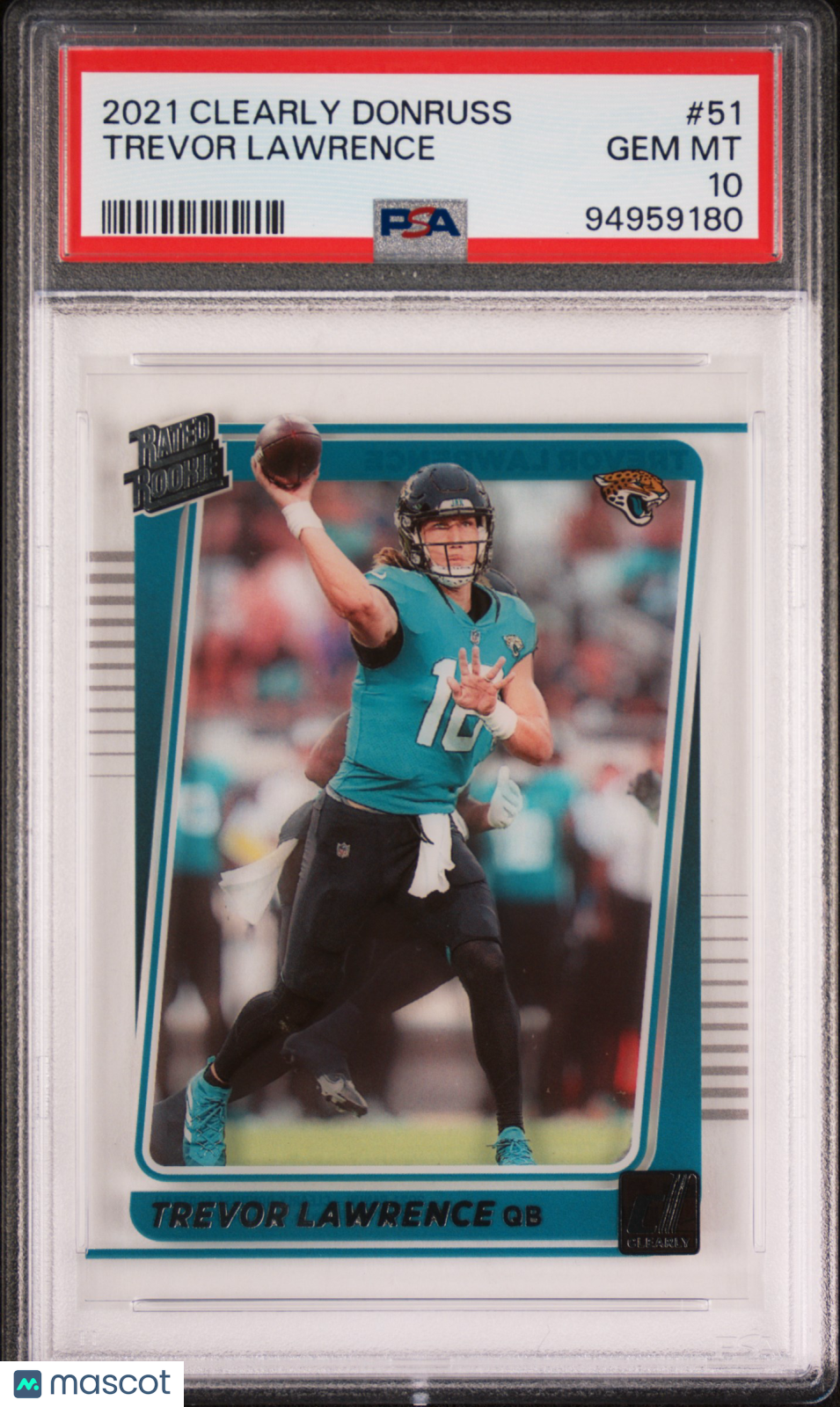 2021 Clearly Donruss Trevor Lawrence Rated Rookie 51 PSA 10 Jacksonville Jaguars
