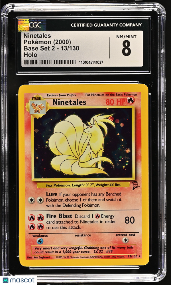 2000 Pokemon Base Set 2 Ninetales #13/130 English CGC 8