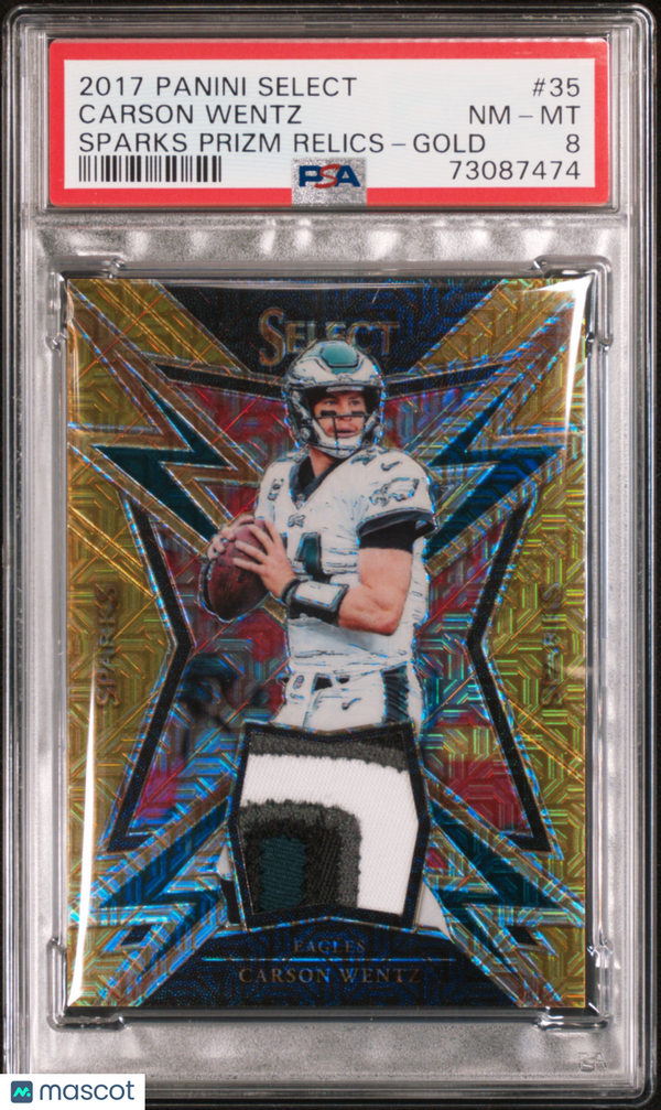 2017 Panini Select Sparks Prizm Relics Carson Wentz #35 PSA 8 Football