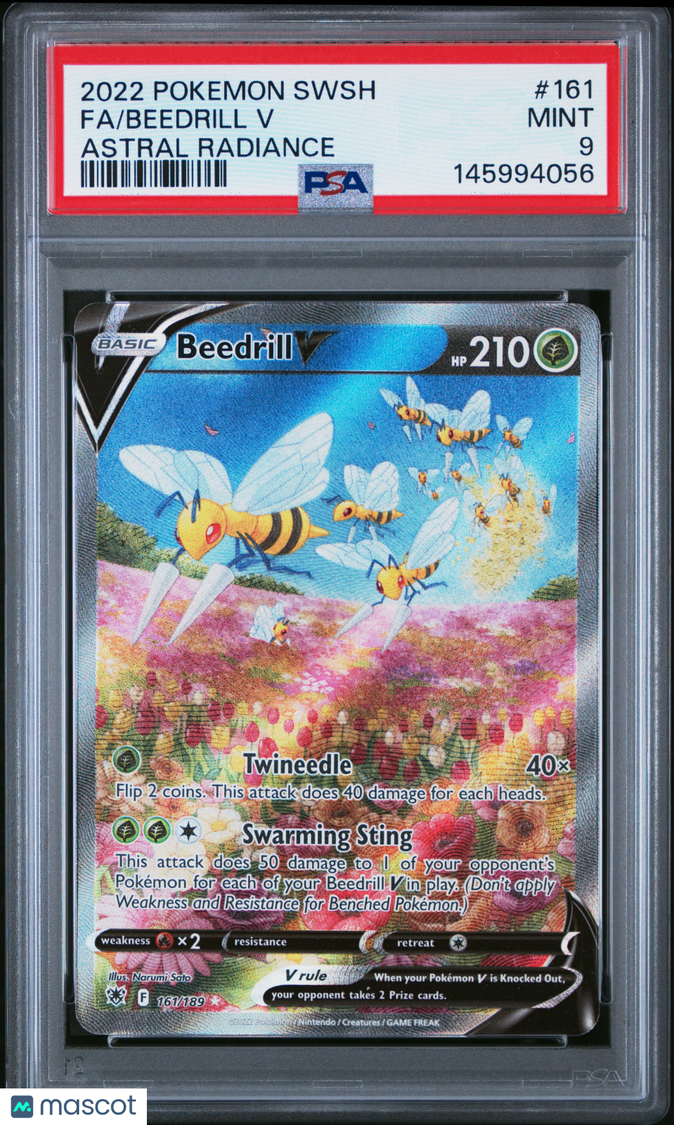 2022 Pokemon Sword & Shield Astral Radiance Beedrill V #161 FA PSA 9 MINT