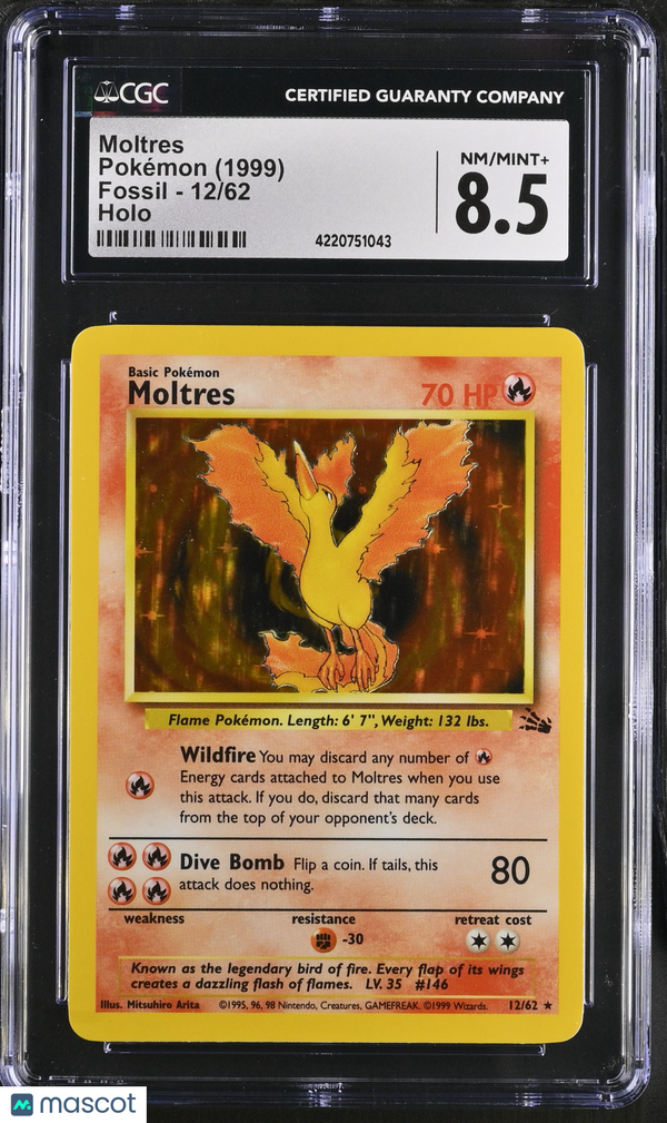 1999 Pokémon Moltres #12/62 English CGC 8.5