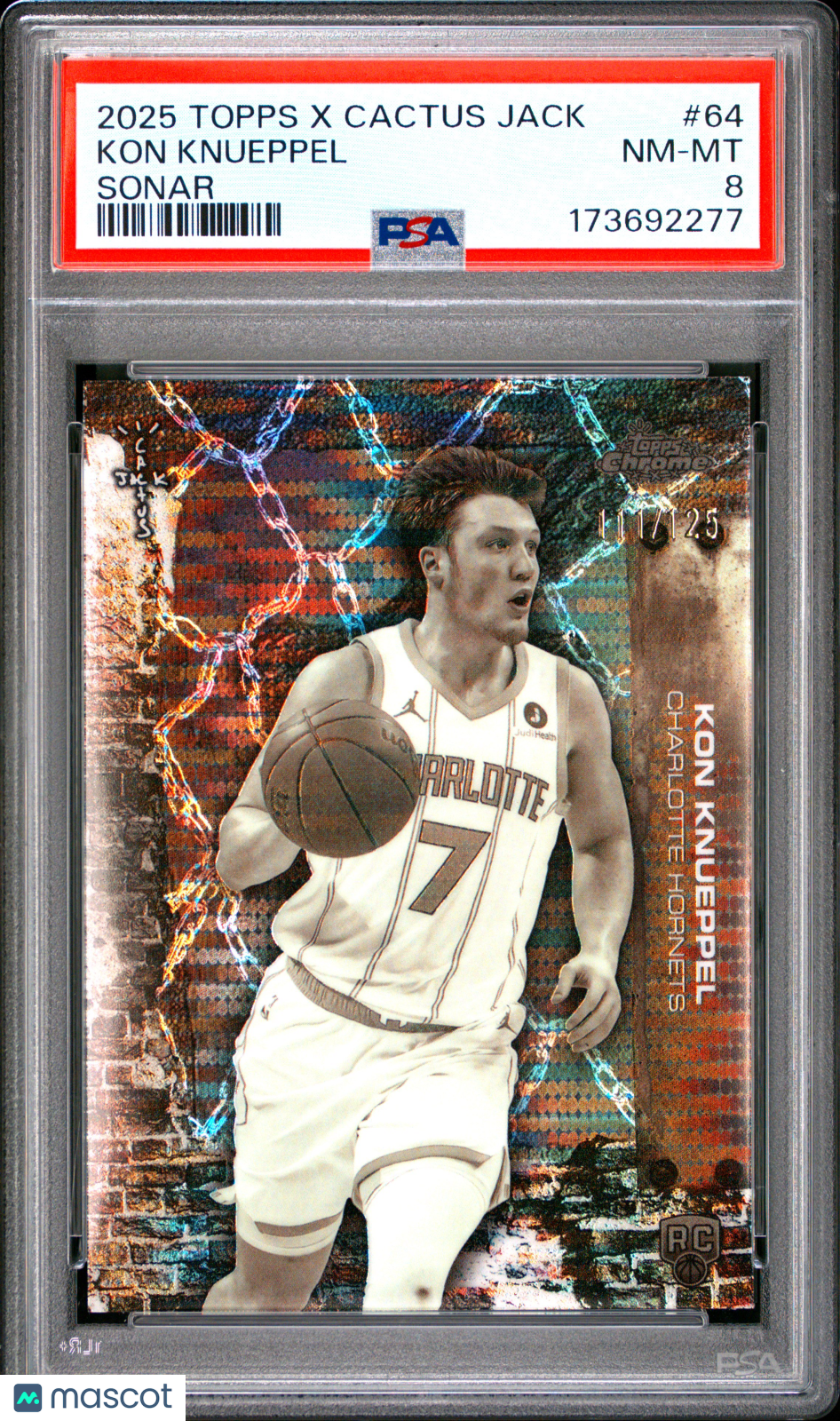2025 Topps Chrome X Cactus Jack Kon Knueppel Sonar 111/125 #64 PSA 8