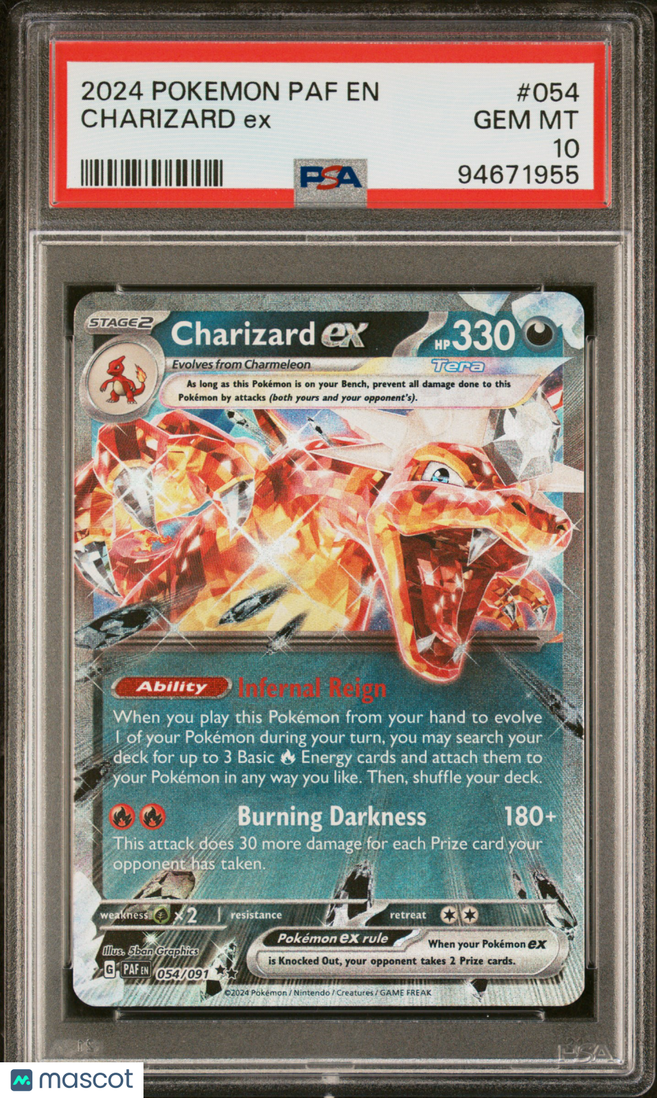 2024 Pokemon Paldean Fates Charizard EX #054 PSA 10 GEM MINT