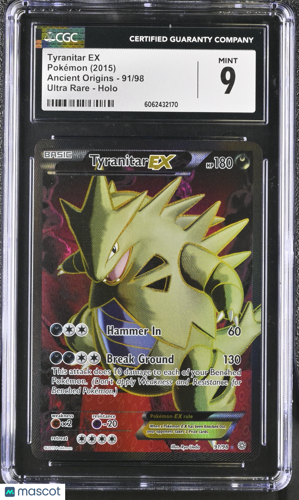 2015 Pokemon Ancient Origins Tyranitar EX #91/98 Ultra Rare CGC 9 MINT
