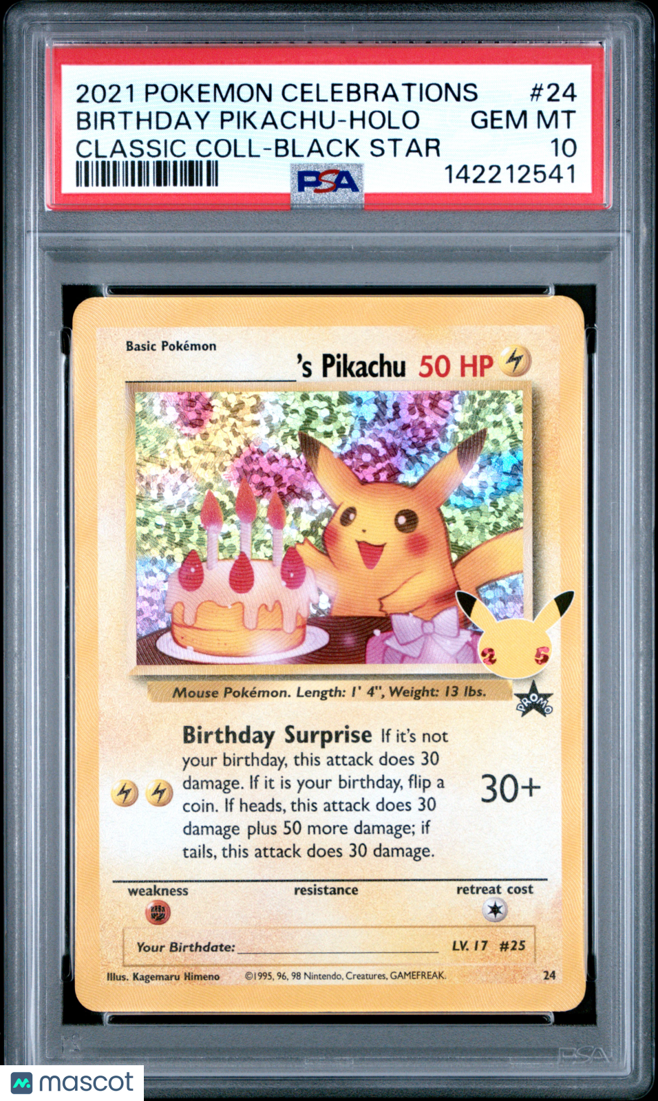2021 Pokemon Celebrations Classic Collection Birthday Pikachu #24 PSA 10