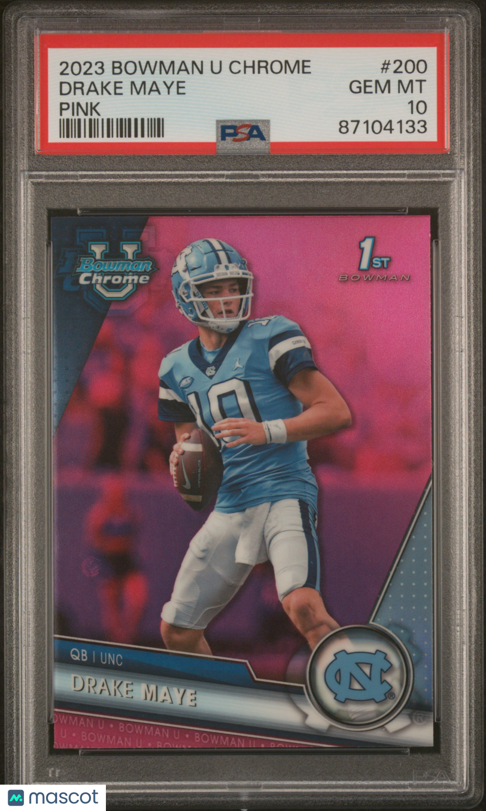2023 Bowman University Chrome Drake Maye Pink Refractor #200 PSA 10
