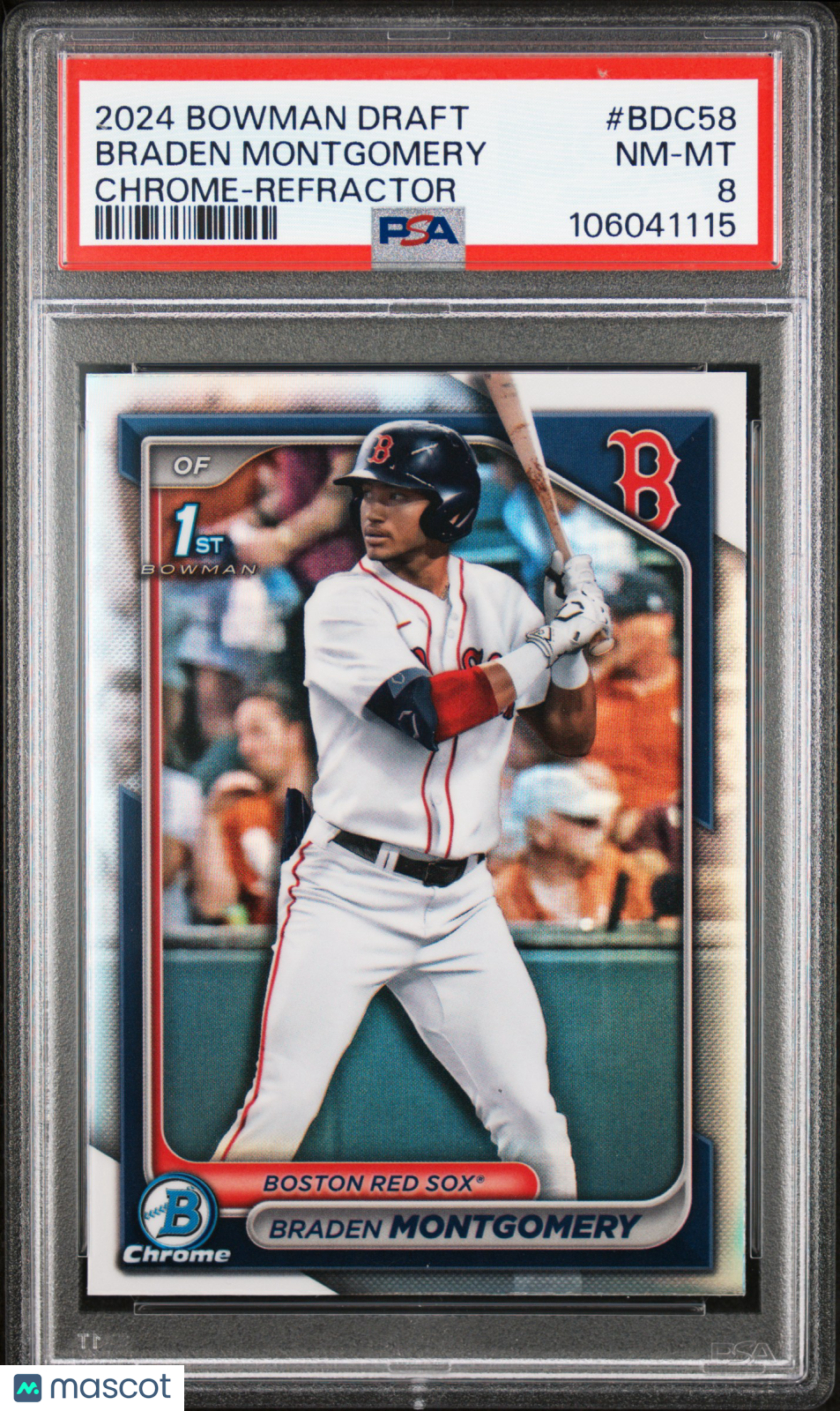 2024 Bowman Draft Braden Montgomery Chrome Refractor #BDC58 PSA 8 Boston Red Sox