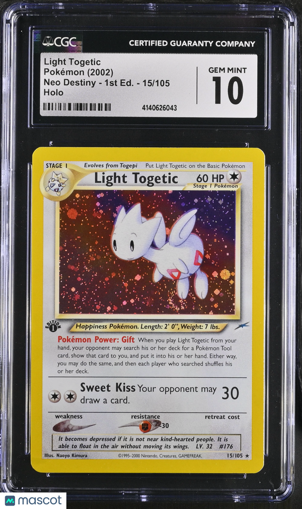 2002 Pokémon Light Togetic #15/105 English CGC 10