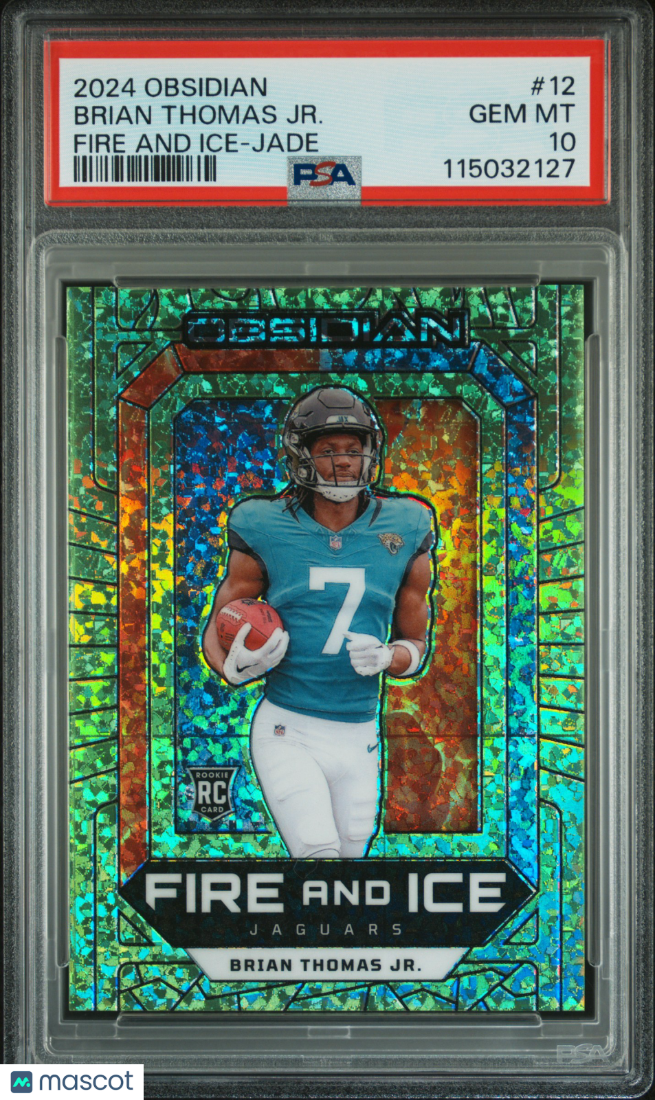 2024 Panini Obsidian Fire And Ice Brian Thomas JR. Jade #12 PSA 10