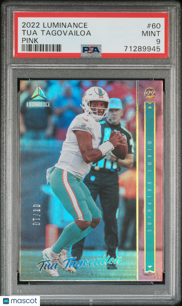 Tua Tagovailoa 2022 Panini Luminance Pink 3/10 #60 PSA 9