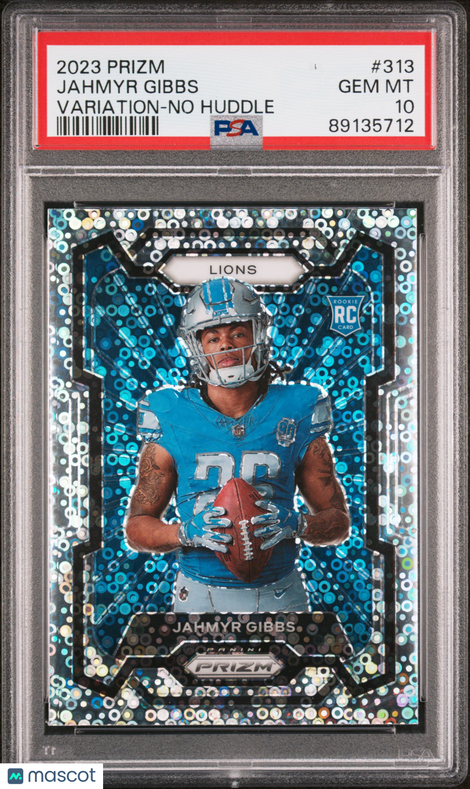 2023 Panini Prizm Jahmyr Gibbs Variation No Huddle #313 PSA 10