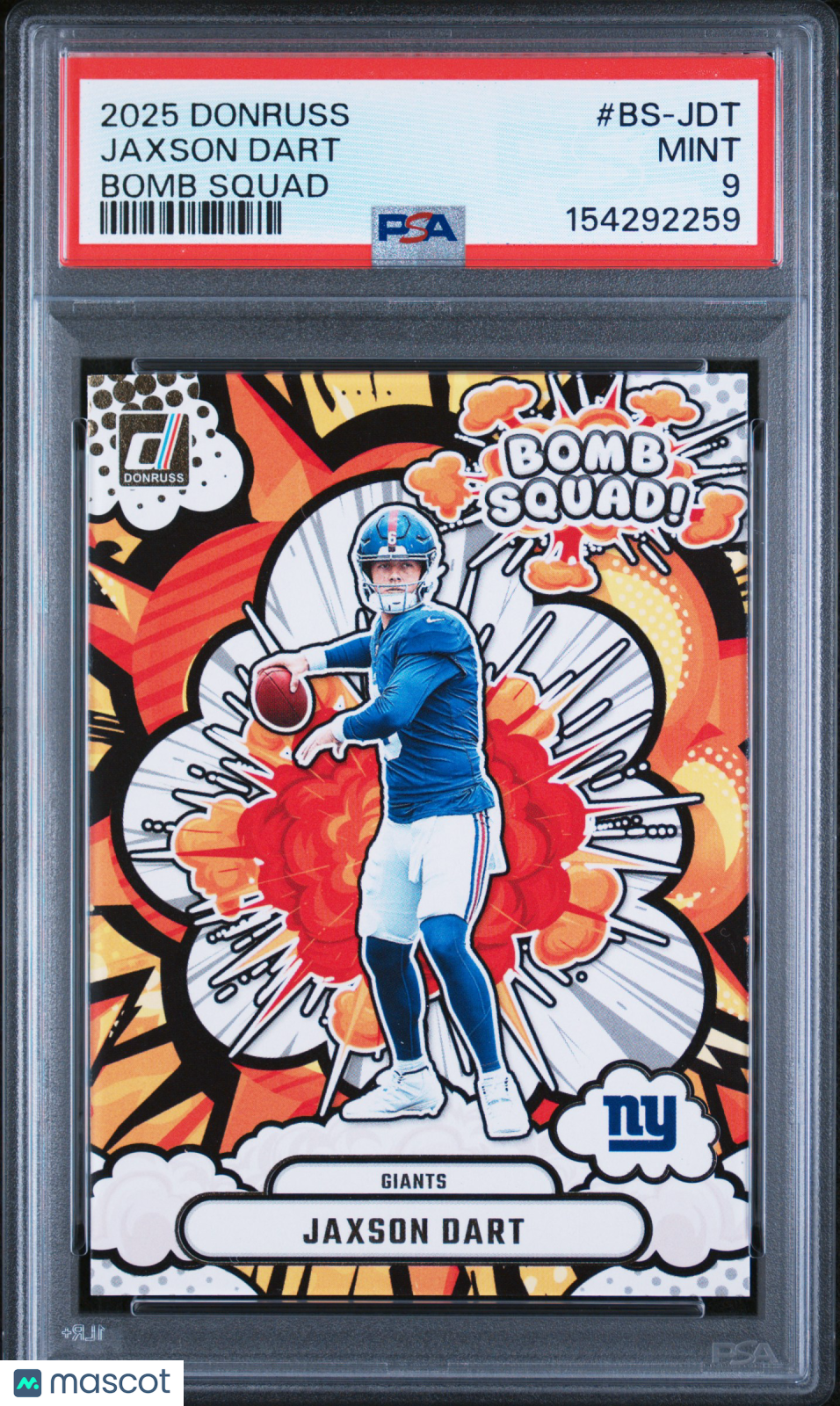 2025 Donruss Bomb Squad Jaxson Dart Rookie #BS-JDT PSA 9 MINT New York Giants