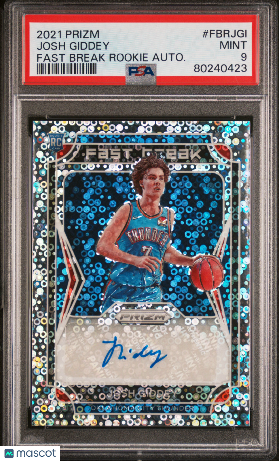 2021 Panini Prizm Fast Break Rookie Auto Josh Giddey Autograph #FBRJGI PSA 9