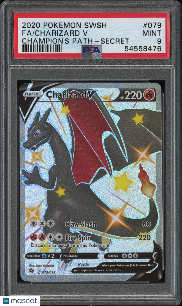 2020 Pokemon Sword & Shield Charizard V #079 Champion's Path-Secret PSA 9 MINT