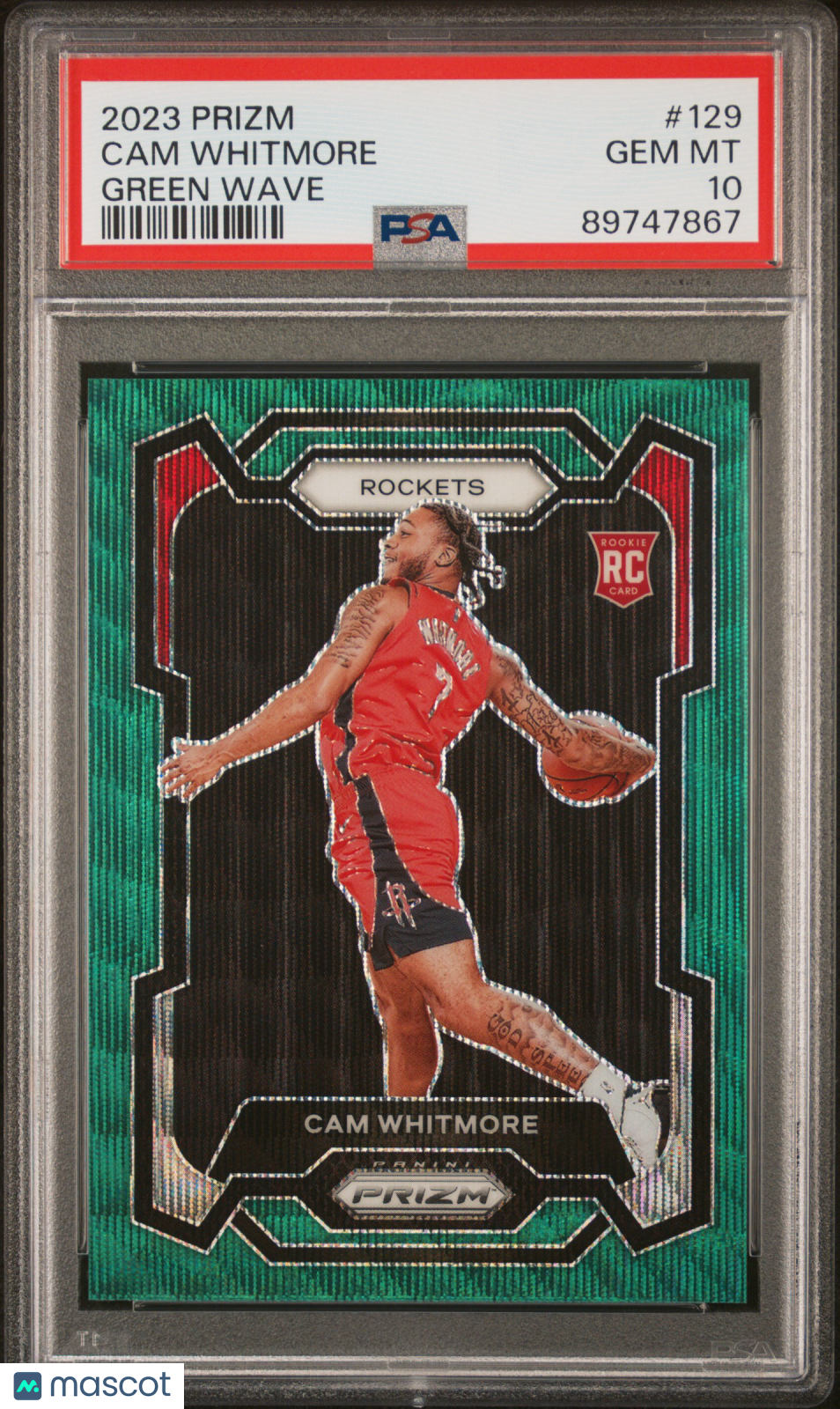 2023 Panini Prizm Cam Whitmore Green Wave Rookie #129 PSA 10
