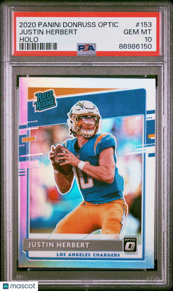 2020 Panini Donruss Optic Justin Herbert Holo #153 PSA 10