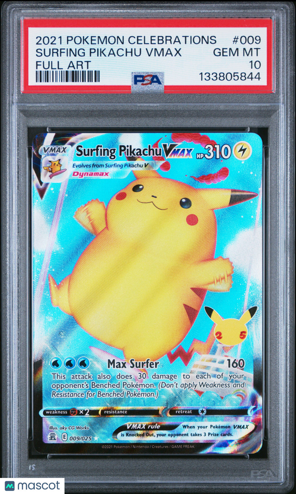 2021 Pokemon Celebrations Surfing Pikachu VMAX #009 Full Art PSA 10 GEM MINT