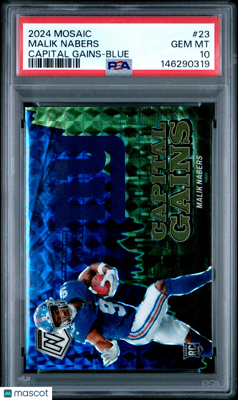 2024 Panini Mosaic Capital Gains Malik Nabers Blue #23 PSA 10