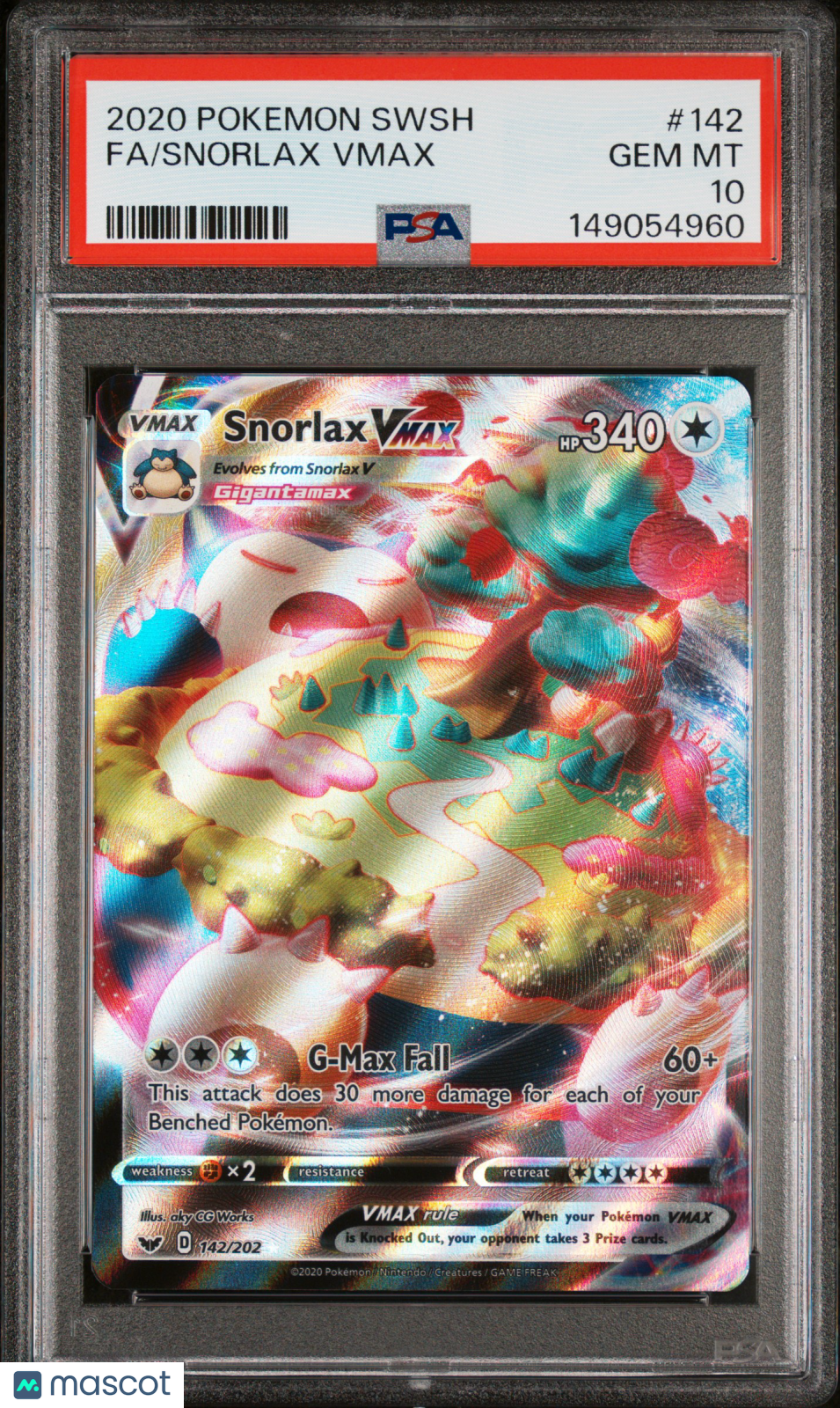 2020 Pokemon Sword & Shield Snorlax VMAX #142 Fa PSA 10