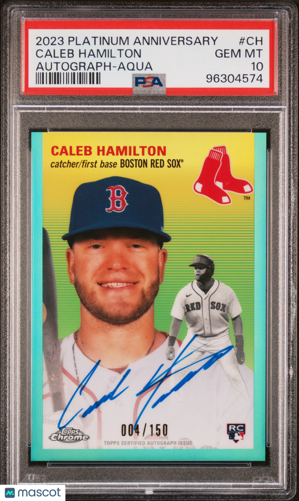2023 Topps Chrome Platinum Auto Caleb Hamilton Aqua Refractor 004/150 PSA 10