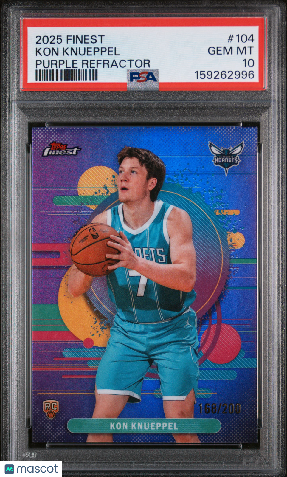 2025 Topps Finest Kon Knueppel Purple Refractor 168/200 #104 PSA 10