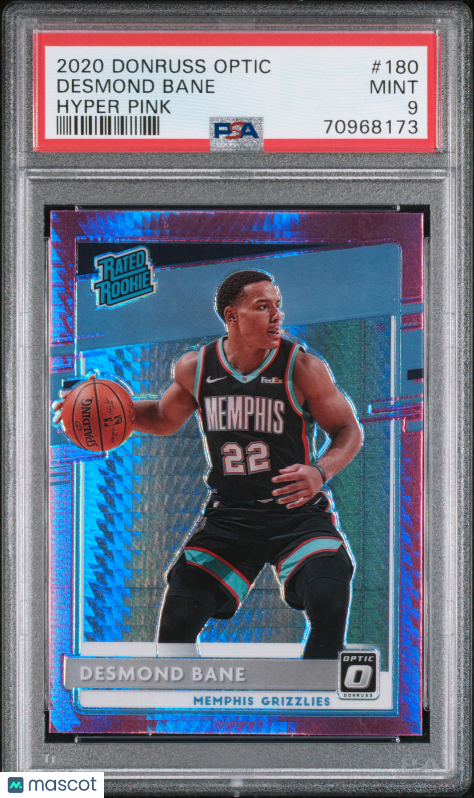 2020 Donruss Optic Desmond Bane Hyper Pink Rookie #180 PSA 9 Memphis Grizzlies