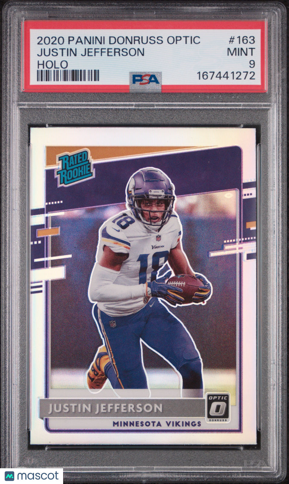 2020 Panini Donruss Optic Justin Jefferson Holo Rookie #163 PSA 9