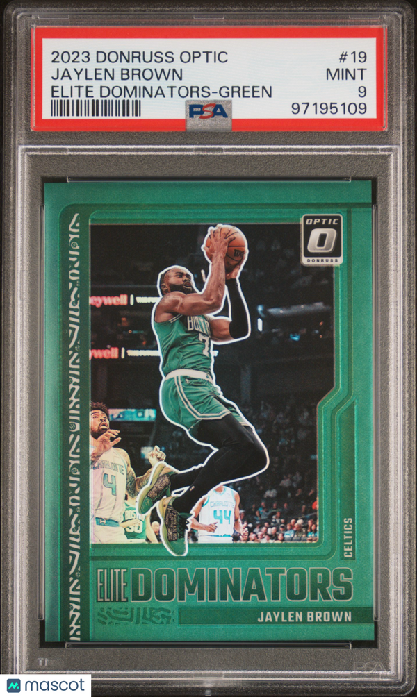 2023 Panini Donruss Optic Elite Dominators Jaylen Brown /5 Green #19 PSA 9