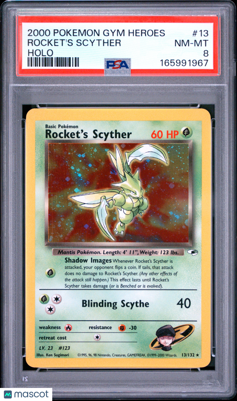 2000 Pokemon Gym Heroes Rocket's Scyther #13 Holo PSA 8