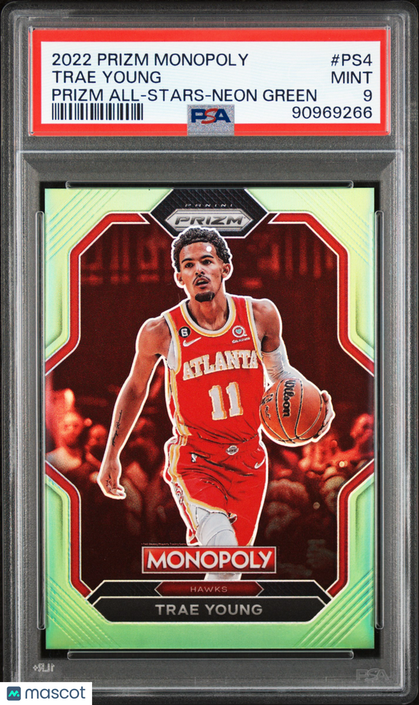 2022 Panini Prizm Monopoly Prizm All-Stars Trae Young Neon Green PSA 9 #d 10/10