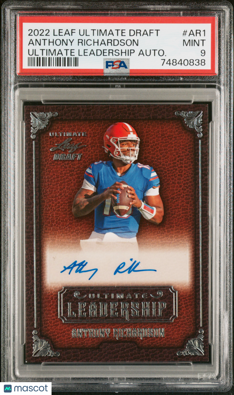 2022 Leaf Ultimate Draft Leadership Autographs Anthony Richardson #AR1 PSA 9