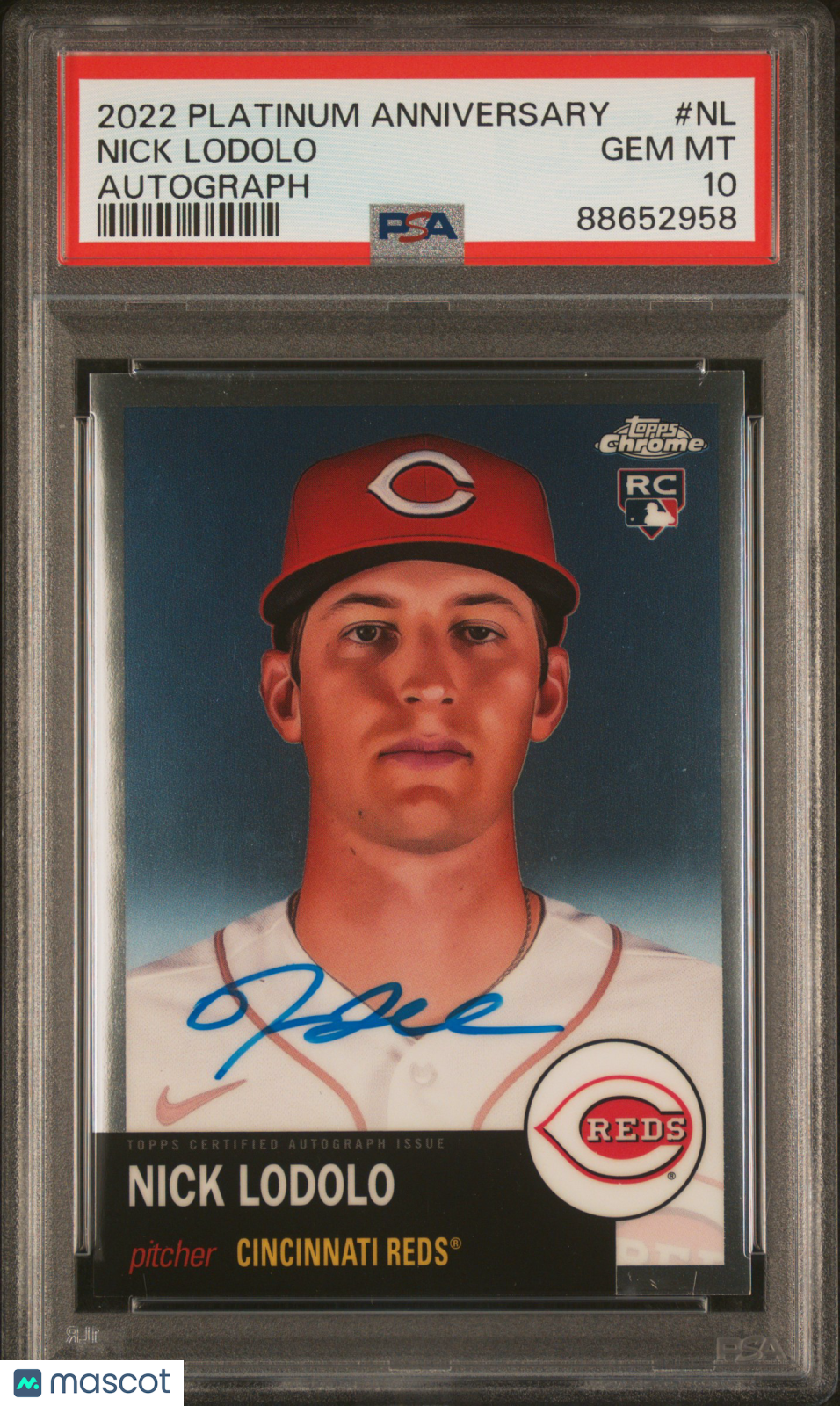 2022 Topps Chrome Platinum Anniversary Autograph Nick Lodolo #NL PSA 10