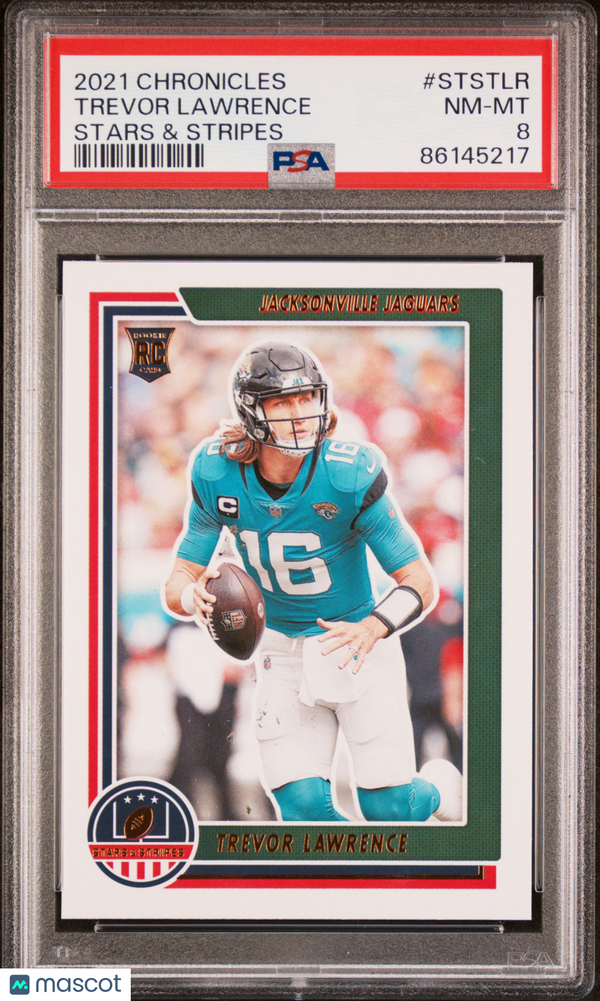 2021 Panini Chronicles Stars & Stripes Trevor Lawrence #STSTLR PSA 8 Jacksonville Jaguars