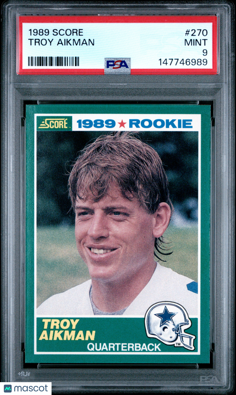 1989 Score Troy Aikman Rookie #270 PSA 9 MINT Dallas Cowboys