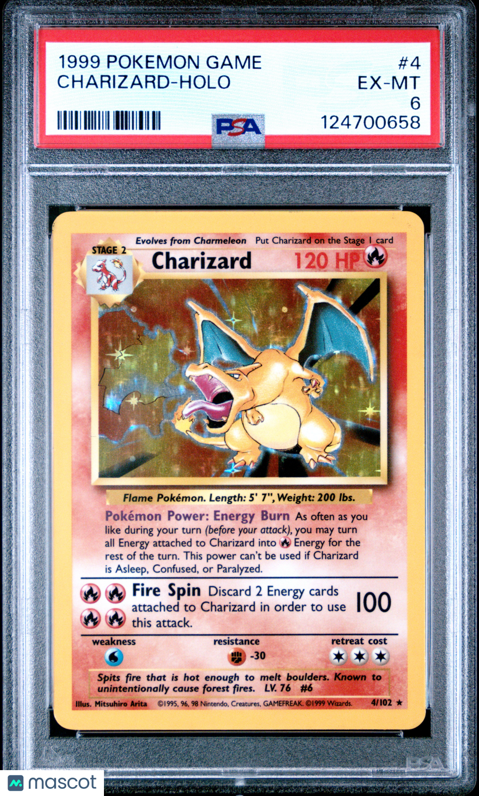1999 Pokemon Game Charizard #4 Holo PSA 6