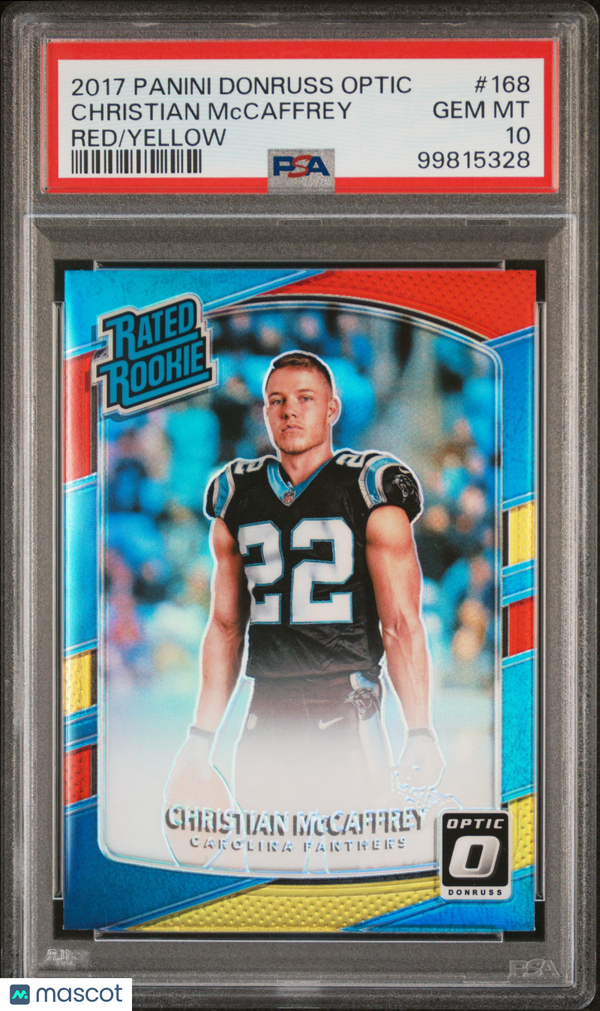 2017 Panini Donruss Optic Christian Mccaffrey Red Yellow PSA 10 Rookie 49ers