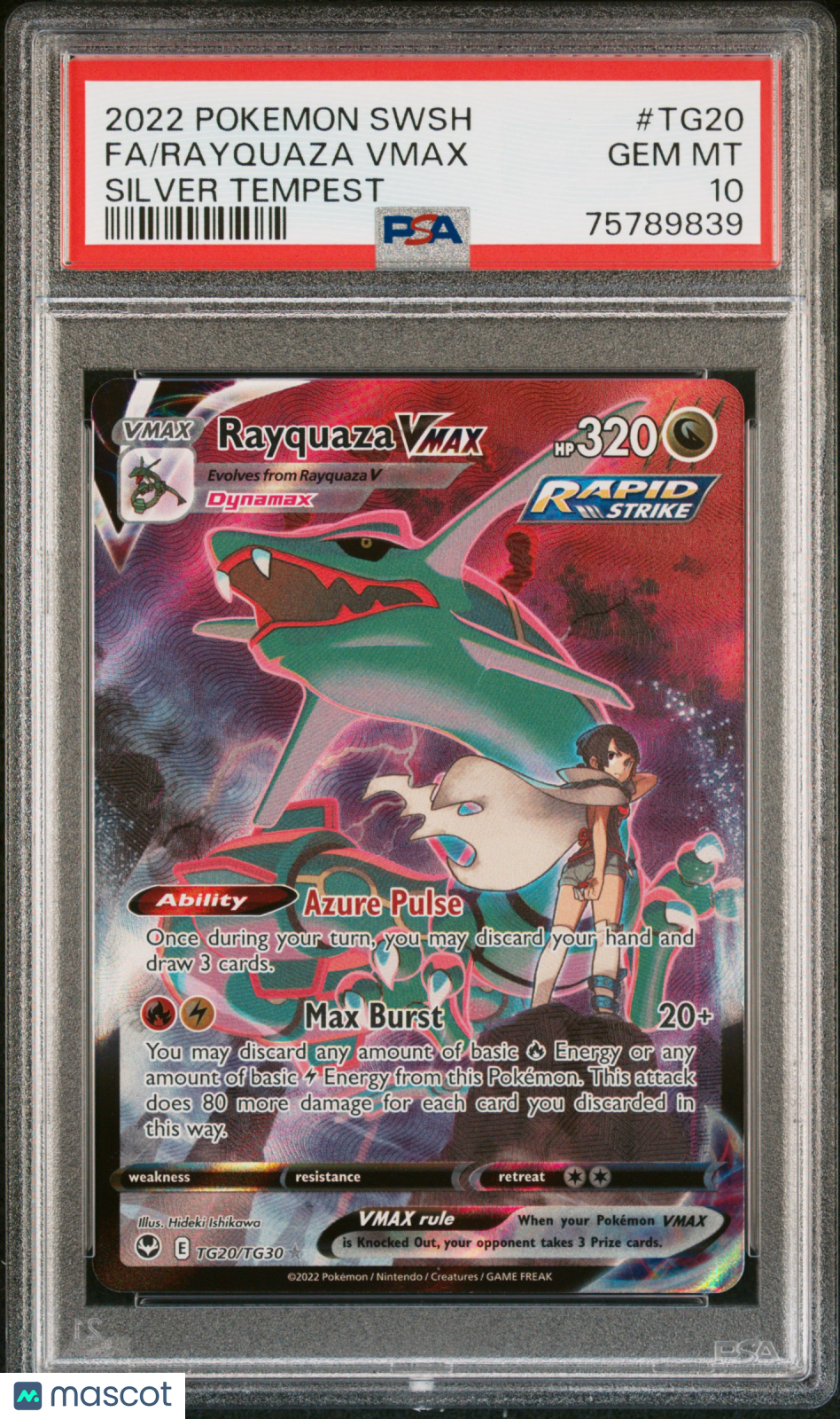 2022 Pokemon Sword & Shield Silver Tempest Rayquaza VMAX #TG20 PSA 10