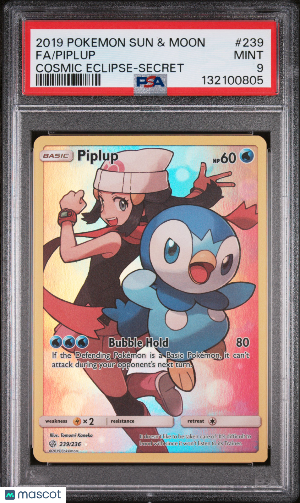 2019 Pokemon Sun & Moon Cosmic Eclipse Piplup #239 Secret FA PSA 9 MINT