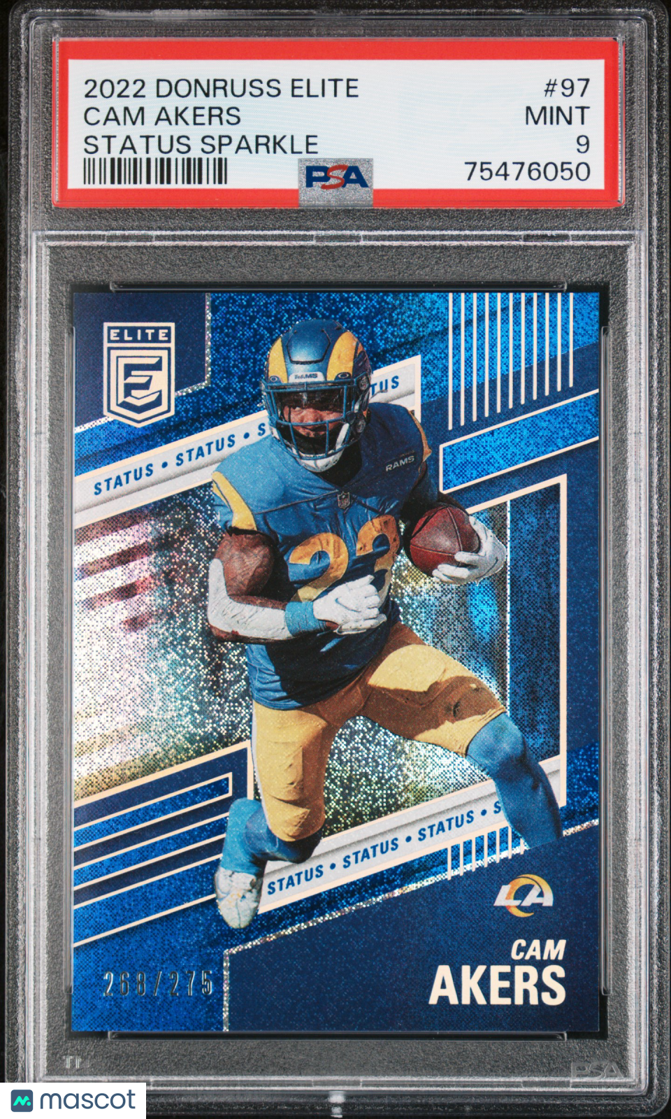 2022 Panini Donruss Elite Cam Akers Status Sparkle 268/275 #97 PSA 9 MINT Rams