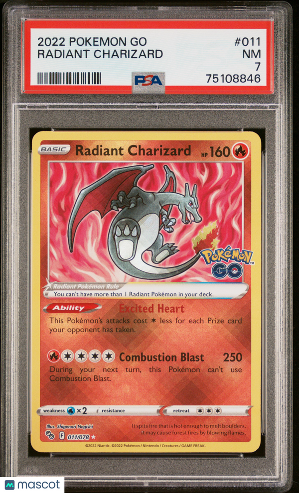 2022 Pokemon Go Radiant Charizard #011 PSA 7