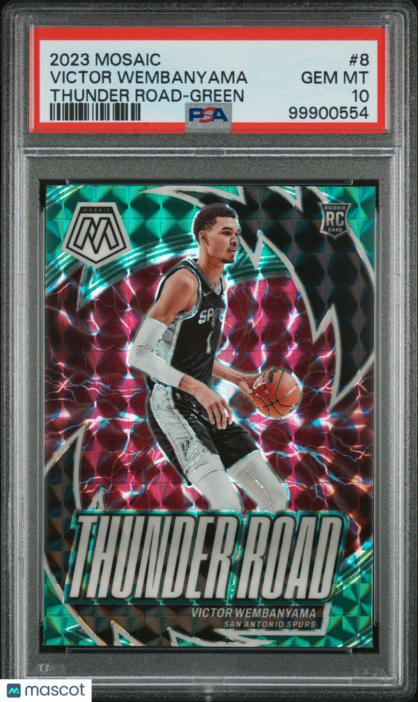 2023 Panini Mosaic Thunder Road Victor Wembanyama Green #8 PSA 10