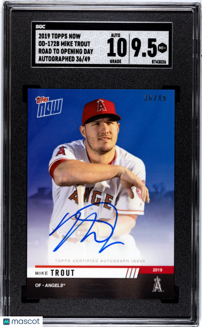 2019 Topps Now Road To Opening Day Mike Trout Autograph 36/49 SGC 9.5 AUTO 10