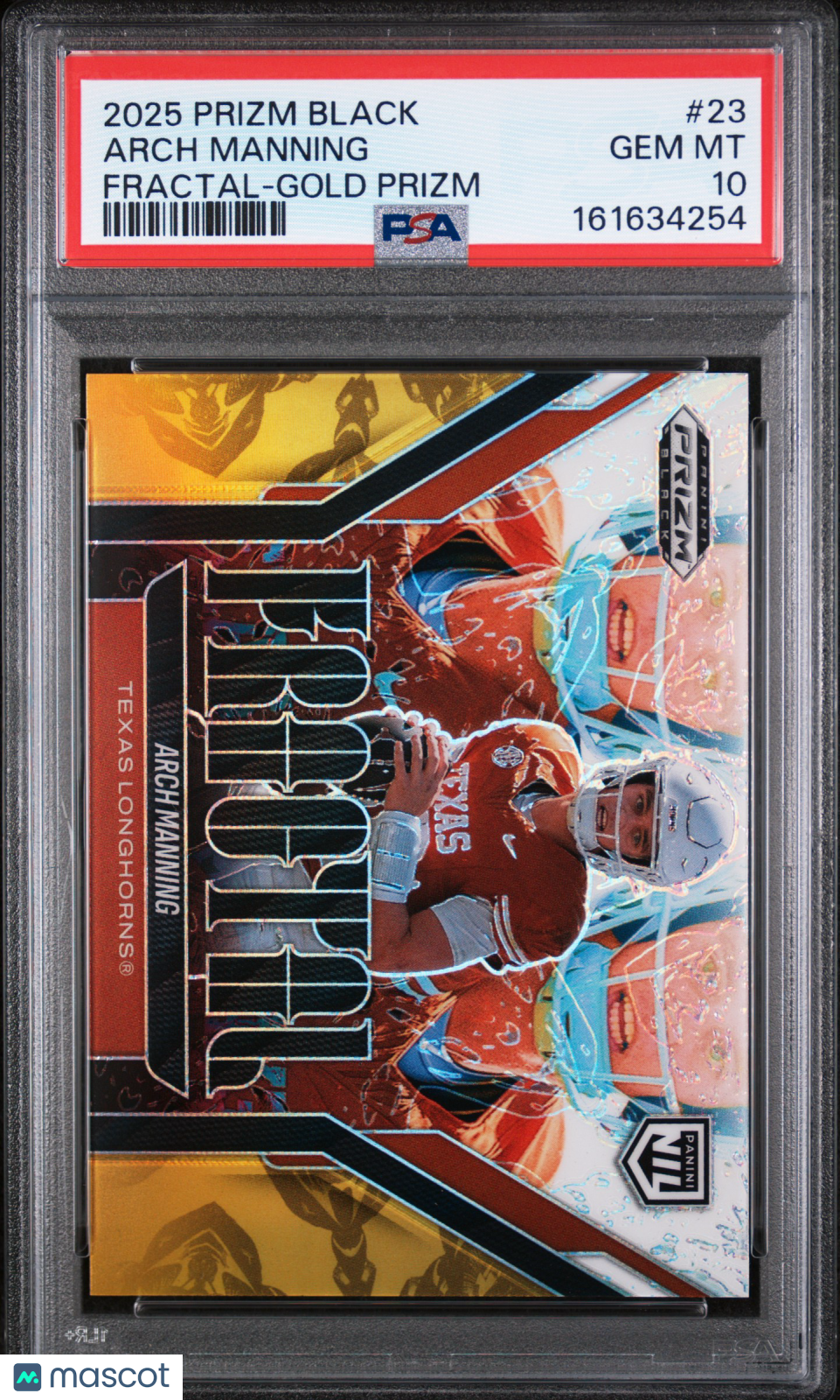 2025 Panini Prizm Black Fractal Arch Manning Gold Rookie #23 PSA 10 7/10