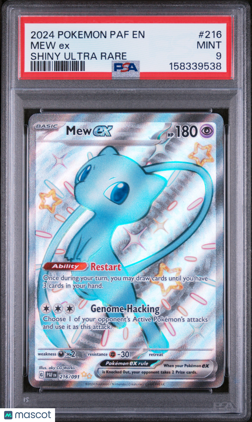 2024 Pokemon Paf EN-Paldean Fates Mew EX #216 Shiny Ultra Rare PSA 9