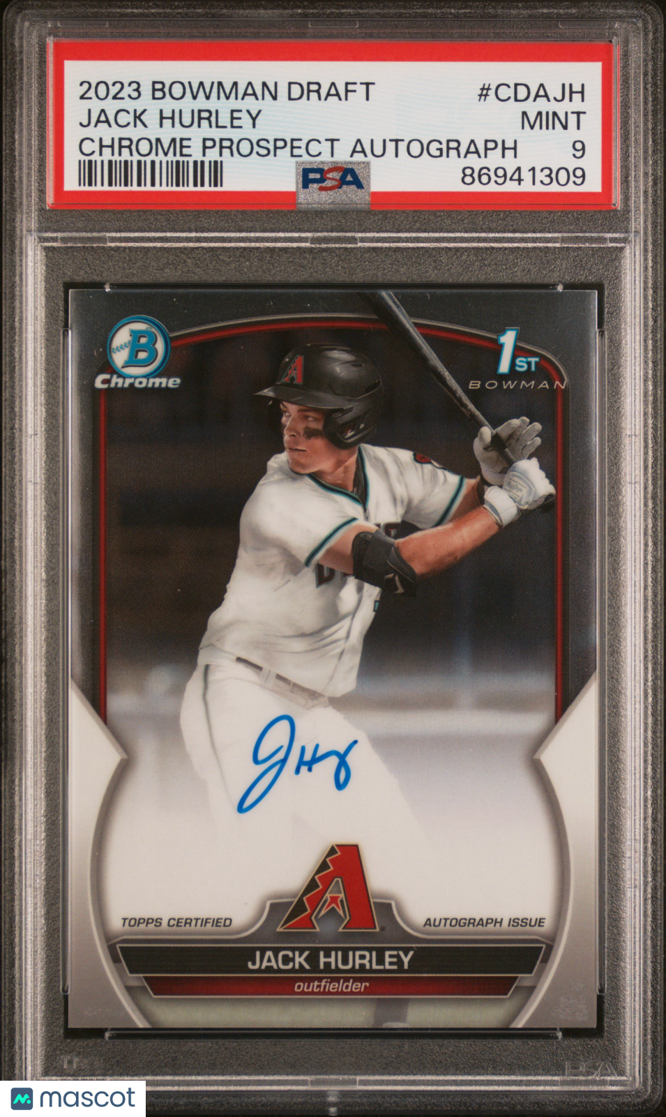 2023 Bowman Draft Chrome Prospect Autograph Jack Hurley PSA 9 Arizona